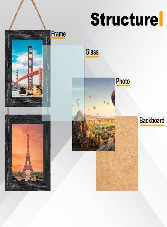 Rexllon 4x6 Wall Hanging Picture Frames Collage with 2 Opening Black Frames - Image 3